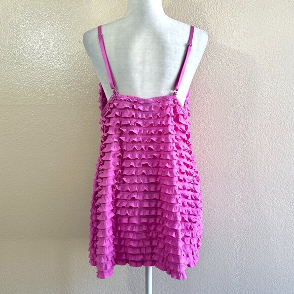 Bisou Bisou Vtg Y2K 2000s Pink Ruffle Lingerie Slip - Picture 4 of 5